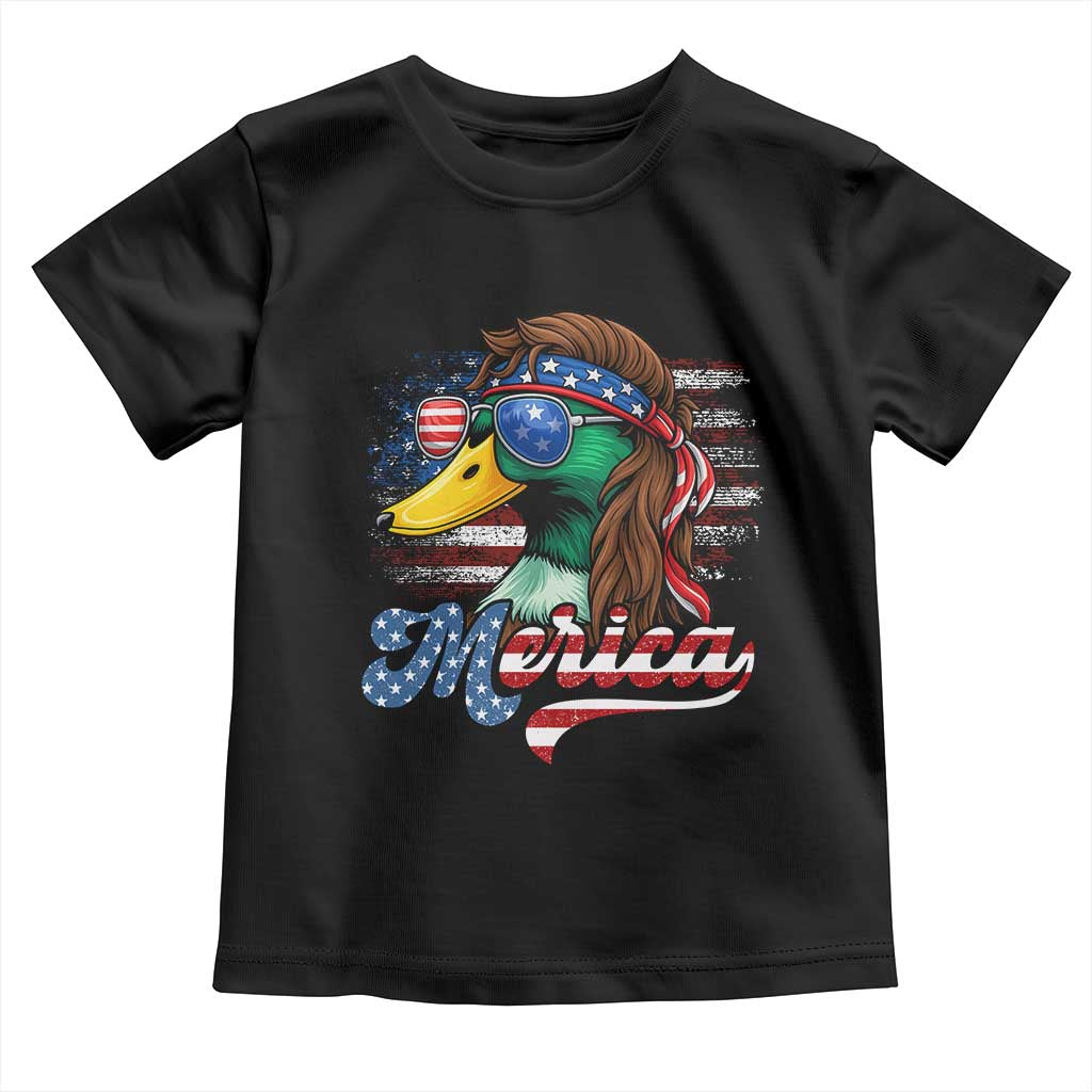 Funny Duck Merica Toddler T Shirt 4th Of July American Flag Patriotic Hunting TS11 Black Print Your Wear