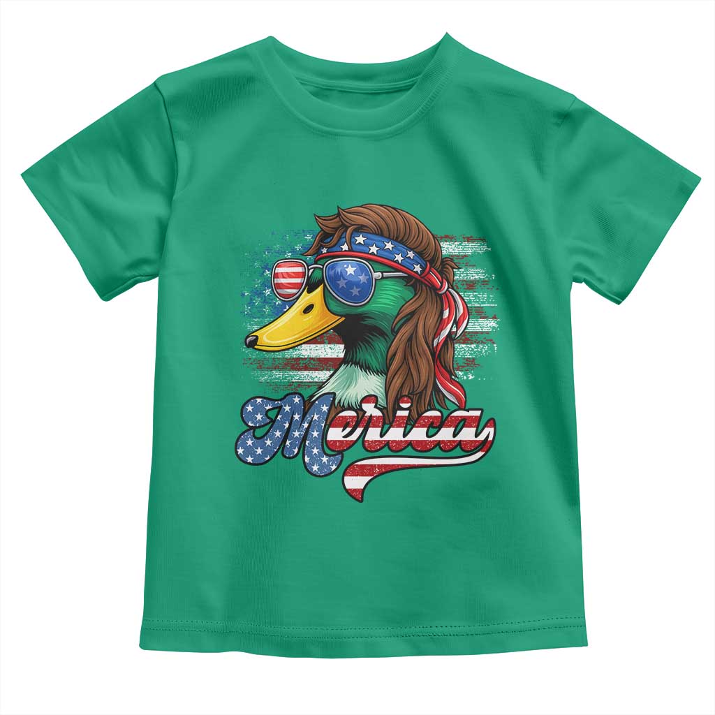 Funny Duck Merica Toddler T Shirt 4th Of July American Flag Patriotic Hunting TS11 Irish Green Print Your Wear