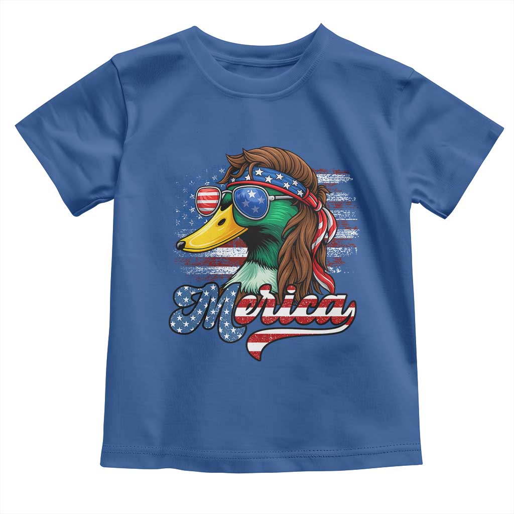 Funny Duck Merica Toddler T Shirt 4th Of July American Flag Patriotic Hunting TS11 Royal Blue Print Your Wear