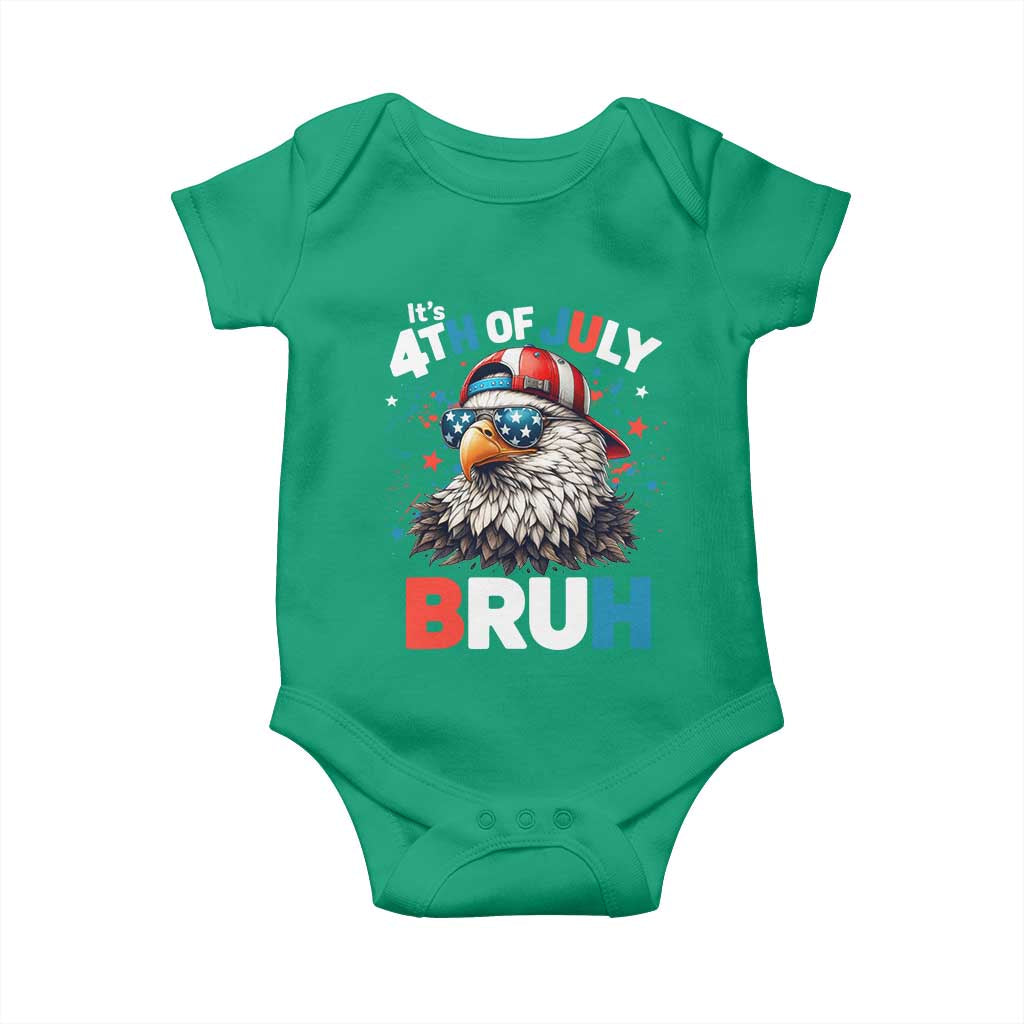 Funny Eagle It's 4th Of July Bruh Baby Onesie Patriotic Bald Eagle American Flag TS11 Irish Green Print Your Wear