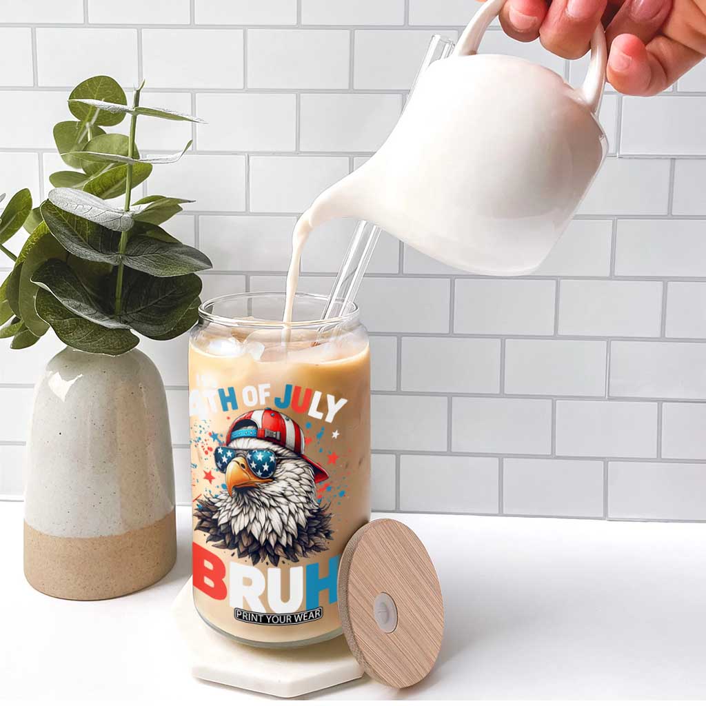 Funny Eagle It's 4th Of July Bruh Glass Can Patriotic Bald Eagle American Flag TS11 Print Your Wear