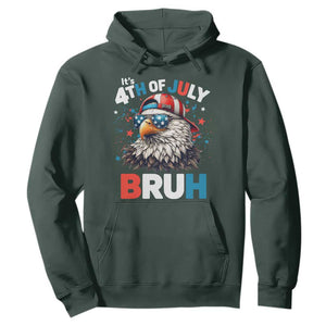 Funny Eagle It's 4th Of July Bruh Hoodie Patriotic Bald Eagle American Flag TS11 Dark Forest Green Print Your Wear
