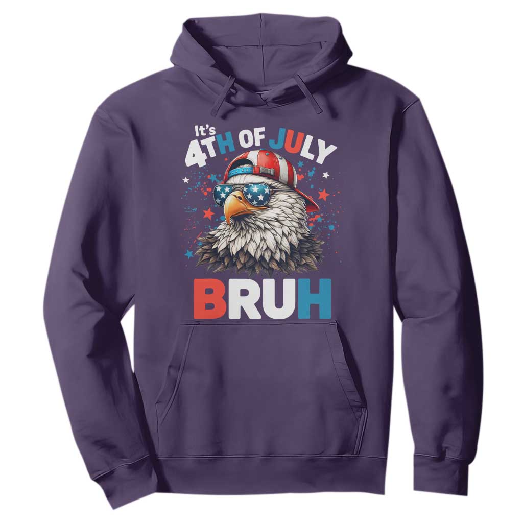 Funny Eagle It's 4th Of July Bruh Hoodie Patriotic Bald Eagle American Flag TS11 Purple Print Your Wear