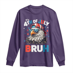 Funny Eagle It's 4th Of July Bruh Long Sleeve Shirt Patriotic Bald Eagle American Flag TS11 Purple Print Your Wear