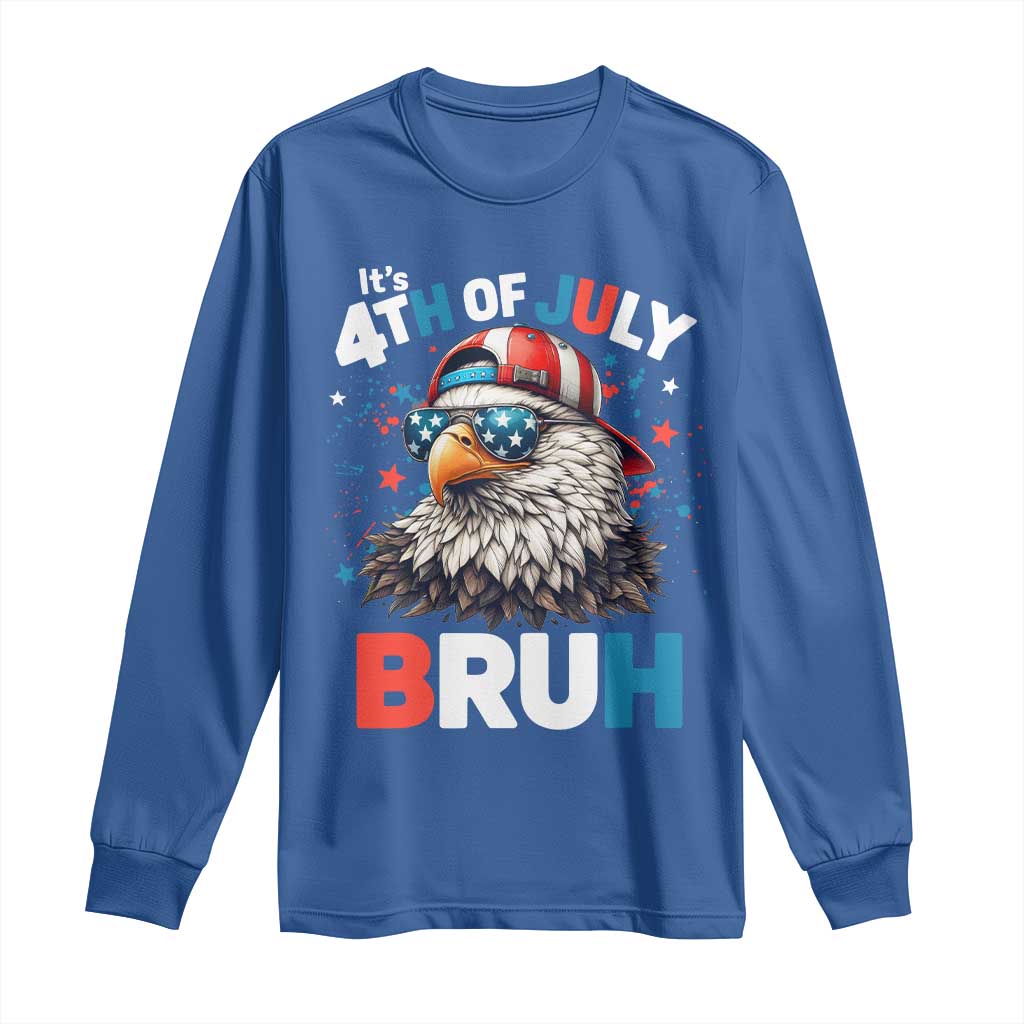 Funny Eagle It's 4th Of July Bruh Long Sleeve Shirt Patriotic Bald Eagle American Flag TS11 Royal Blue Print Your Wear