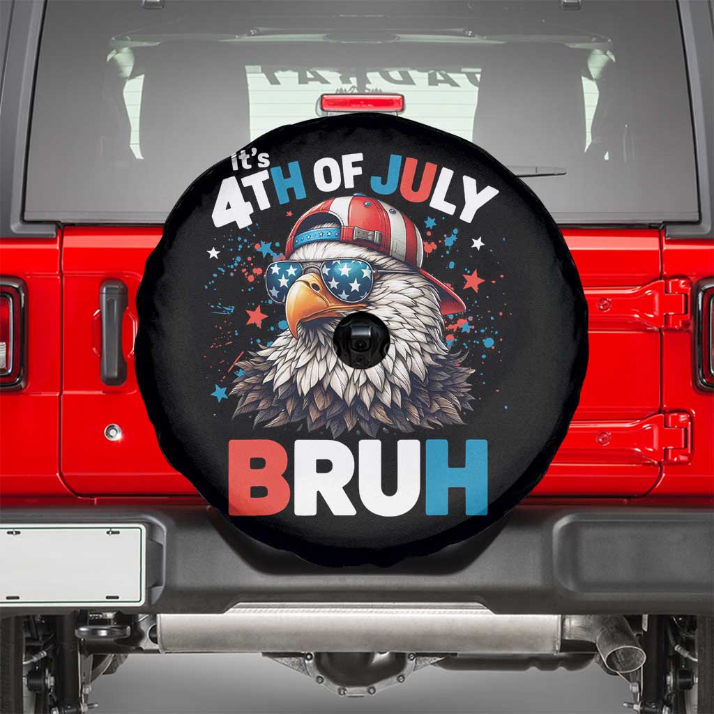 Funny Eagle It's 4th Of July Bruh Spare Tire Cover Patriotic Bald Eagle American Flag TS11 Black Print Your Wear