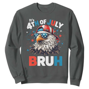 Funny Eagle It's 4th Of July Bruh Sweatshirt Patriotic Bald Eagle American Flag TS11 Dark Heather Print Your Wear
