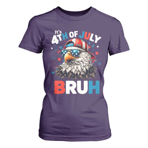 Funny Eagle It's 4th Of July Bruh T Shirt For Women Patriotic Bald Eagle American Flag TS11 Purple Print Your Wear