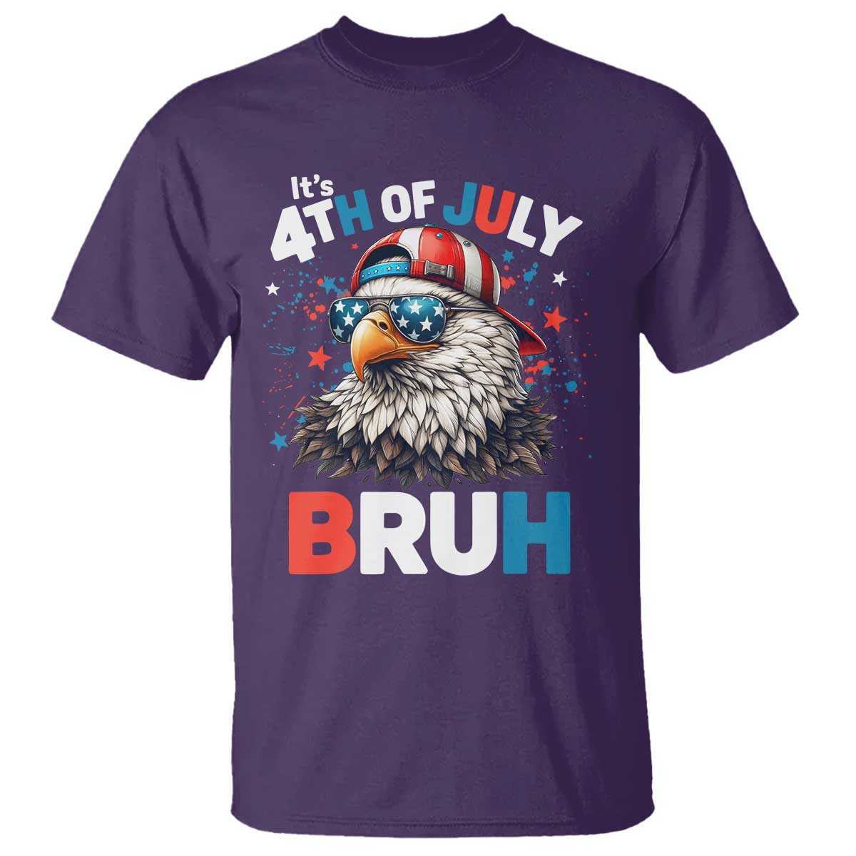 Funny Eagle It's 4th Of July Bruh T Shirt Patriotic Bald Eagle American Flag TS11 Purple Print Your Wear
