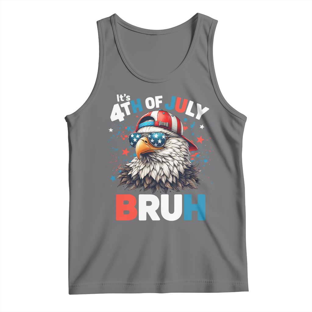 Funny Eagle It's 4th Of July Bruh Tank Top Patriotic Bald Eagle American Flag TS11 Black Heather Print Your Wear