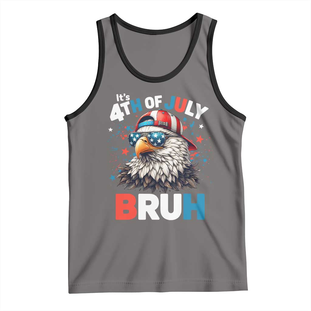 Funny Eagle It's 4th Of July Bruh Tank Top Patriotic Bald Eagle American Flag TS11 Deep Heather Black Print Your Wear