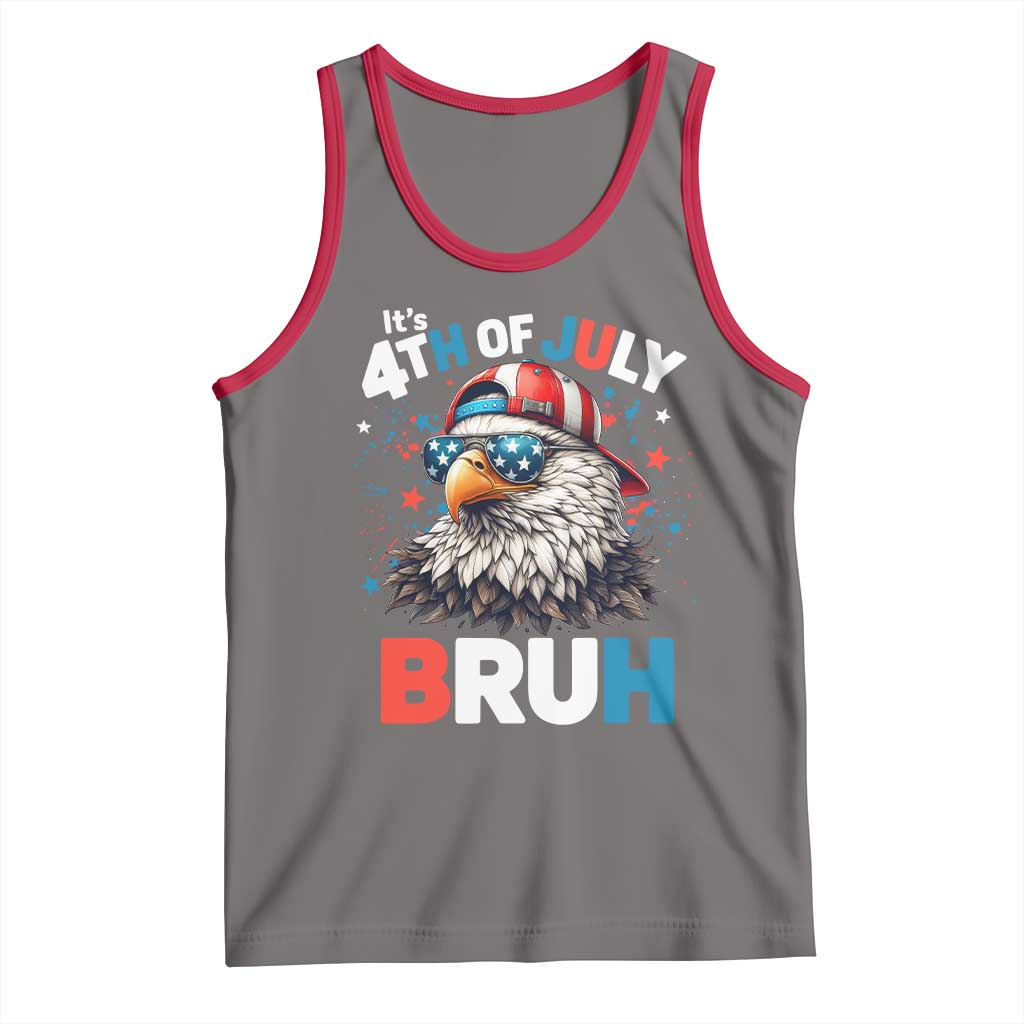Funny Eagle It's 4th Of July Bruh Tank Top Patriotic Bald Eagle American Flag TS11 Deep Heather Red Print Your Wear