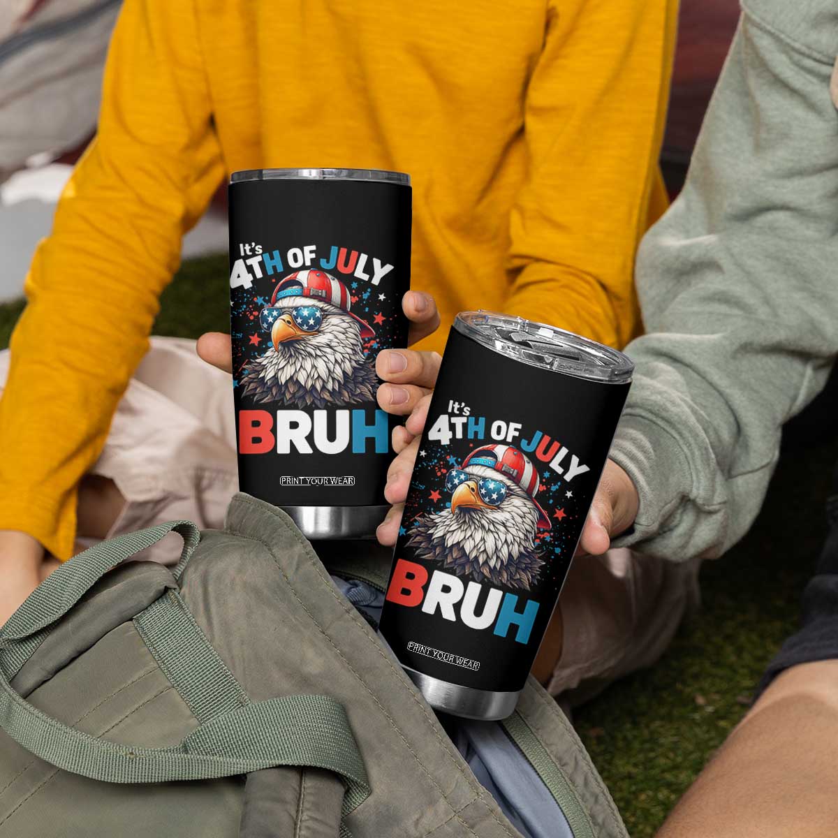 Funny Eagle It's 4th Of July Bruh Tumbler Cup Patriotic Bald Eagle American Flag TS11 Print Your Wear