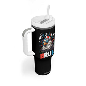 Funny Eagle It's 4th Of July Bruh Tumbler With Handle Patriotic Bald Eagle American Flag TS11 Print Your Wear