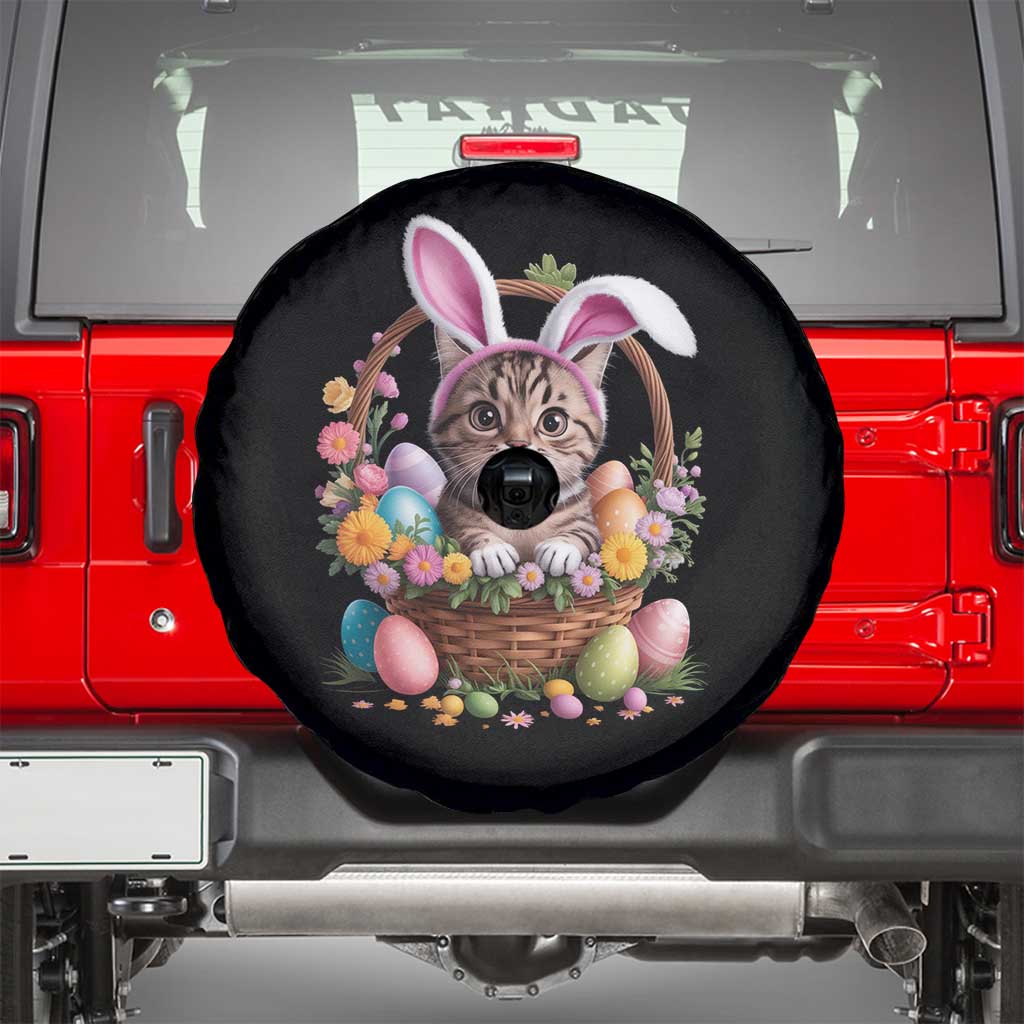 Funny Easter Day Cat Bunny Ears Egg Basket Spare Tire Cover TS11 Black Print Your Wear