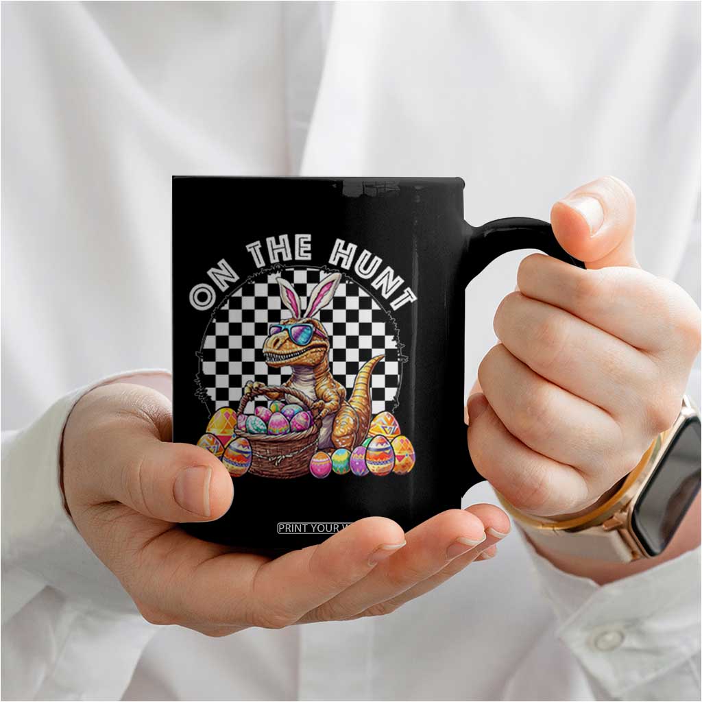 Funny Easter Day Dinosaur Bunny Coffee Mug On The Hunt Egg Hunting TS11 Print Your Wear