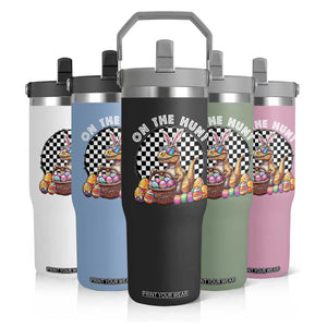 Funny Easter Day Dinosaur Bunny Flip Straw Tumbler On The Hunt Egg Hunting TS11 Print Your Wear