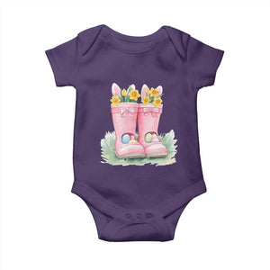 Funny Easter Day Gardening Baby Onesie Gardener Boots Bunny Ears Colorful Eggs TS11 Purple Print Your Wear