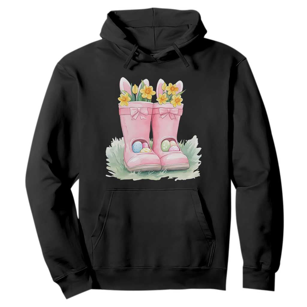 Funny Easter Day Gardening Hoodie Gardener Boots Bunny Ears Colorful Eggs TS11 Black Print Your Wear