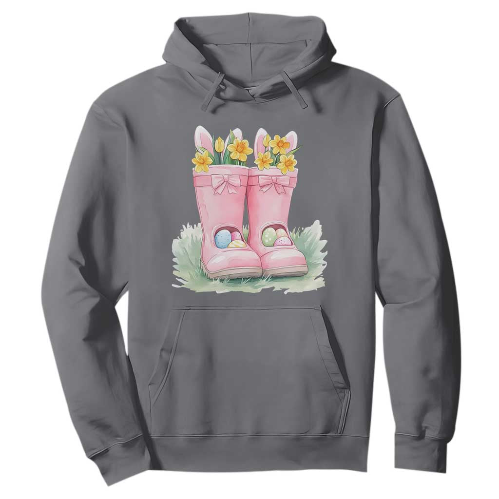 Funny Easter Day Gardening Hoodie Gardener Boots Bunny Ears Colorful Eggs TS11 Charcoal Print Your Wear