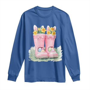 Funny Easter Day Gardening Long Sleeve Shirt Gardener Boots Bunny Ears Colorful Eggs TS11 Royal Blue Print Your Wear