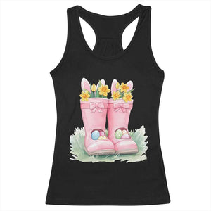 Funny Easter Day Gardening Racerback Tank Top Gardener Boots Bunny Ears Colorful Eggs TS11 Black Print Your Wear
