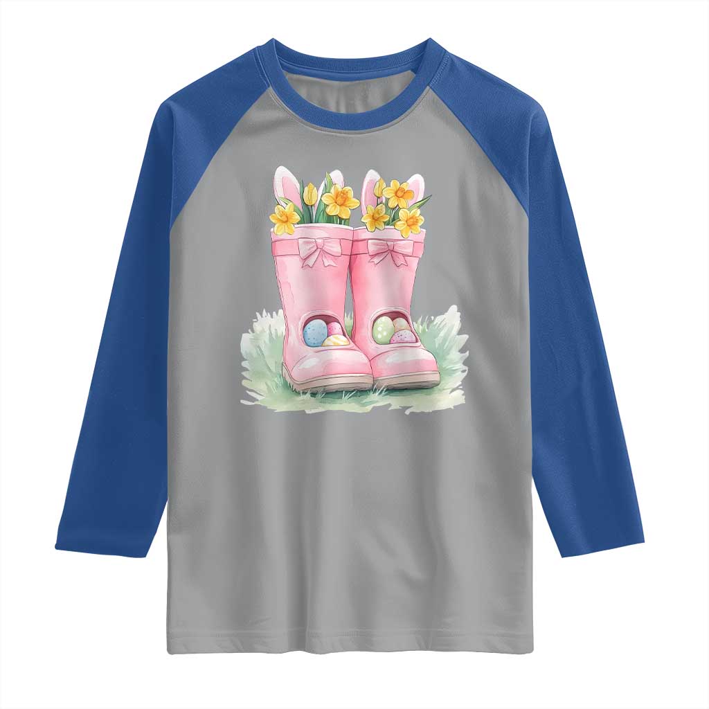 Funny Easter Day Gardening Raglan Shirt Gardener Boots Bunny Ears Colorful Eggs TS11 Sport Gray Royal Print Your Wear