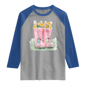 Funny Easter Day Gardening Raglan Shirt Gardener Boots Bunny Ears Colorful Eggs TS11 Sport Gray Royal Print Your Wear