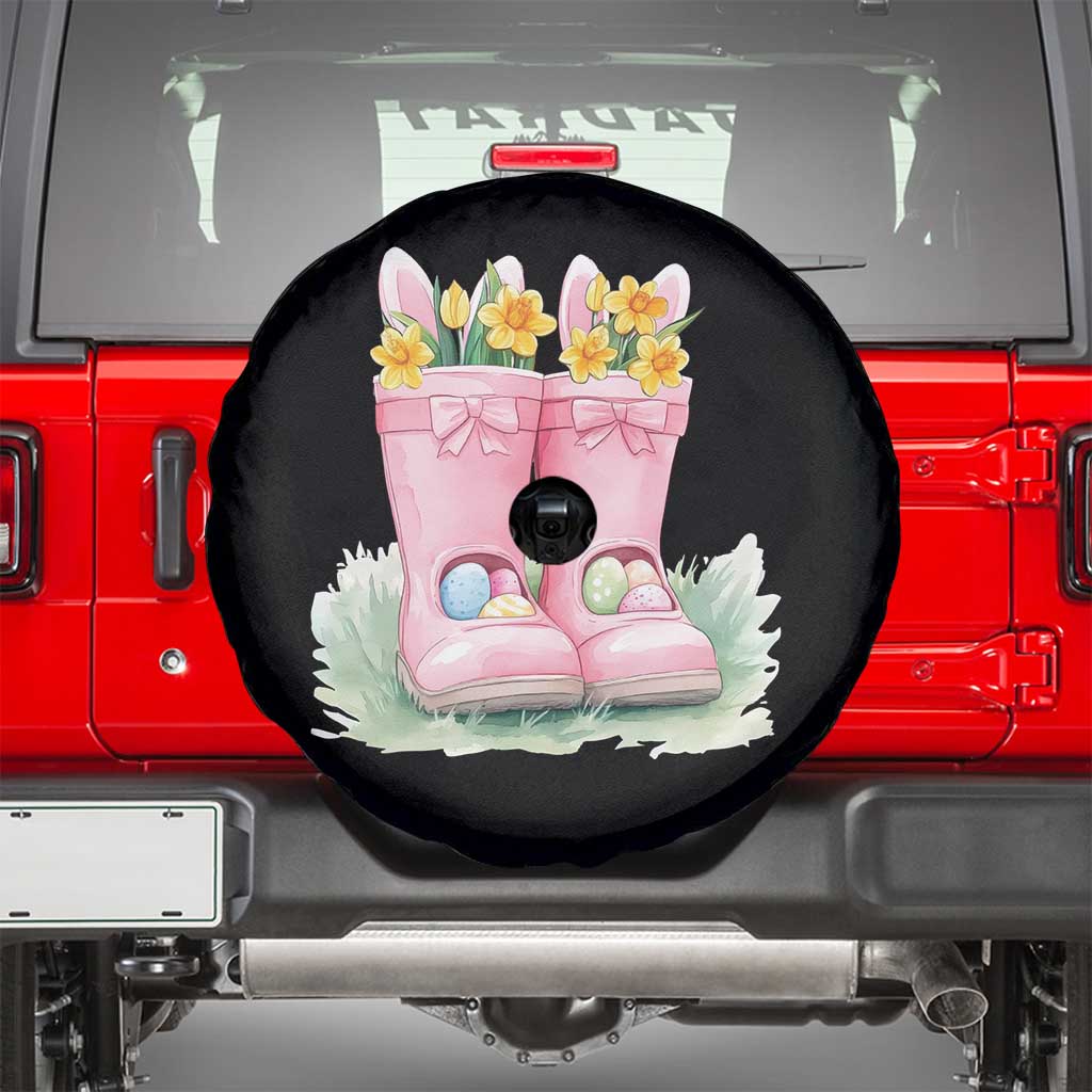 Funny Easter Day Gardening Spare Tire Cover Gardener Boots Bunny Ears Colorful Eggs TS11 Black Print Your Wear