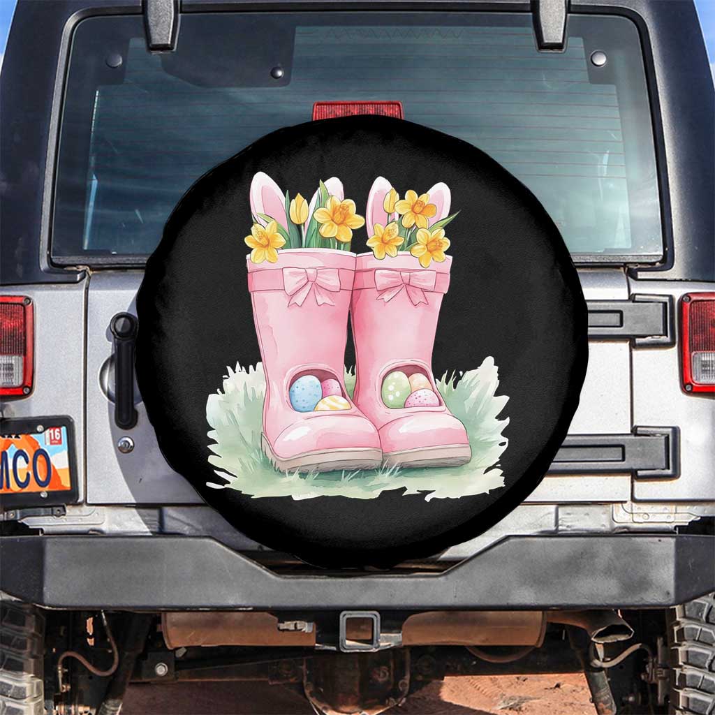 Funny Easter Day Gardening Spare Tire Cover Gardener Boots Bunny Ears Colorful Eggs TS11 No hole Black Print Your Wear