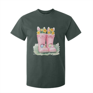Funny Easter Day Gardening T Shirt For Kid Gardener Boots Bunny Ears Colorful Eggs TS11 Dark Forest Green Print Your Wear