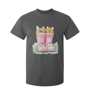 Funny Easter Day Gardening T Shirt For Kid Gardener Boots Bunny Ears Colorful Eggs TS11 Dark Heather Print Your Wear