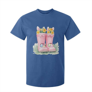 Funny Easter Day Gardening T Shirt For Kid Gardener Boots Bunny Ears Colorful Eggs TS11 Royal Blue Print Your Wear