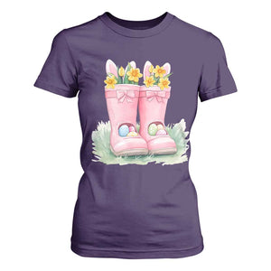 Funny Easter Day Gardening T Shirt For Women Gardener Boots Bunny Ears Colorful Eggs TS11 Purple Print Your Wear