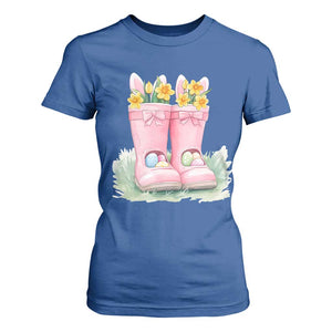 Funny Easter Day Gardening T Shirt For Women Gardener Boots Bunny Ears Colorful Eggs TS11 Royal Blue Print Your Wear