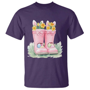 Funny Easter Day Gardening T Shirt Gardener Boots Bunny Ears Colorful Eggs TS11 Purple Print Your Wear