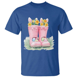 Funny Easter Day Gardening T Shirt Gardener Boots Bunny Ears Colorful Eggs TS11 Royal Blue Print Your Wear