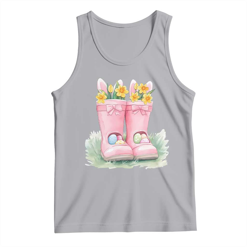 Funny Easter Day Gardening Tank Top Gardener Boots Bunny Ears Colorful Eggs TS11 Athletic Heather Print Your Wear