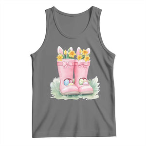 Funny Easter Day Gardening Tank Top Gardener Boots Bunny Ears Colorful Eggs TS11 Black Heather Print Your Wear