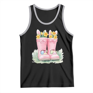 Funny Easter Day Gardening Tank Top Gardener Boots Bunny Ears Colorful Eggs TS11 Black Athletic Heather Print Your Wear