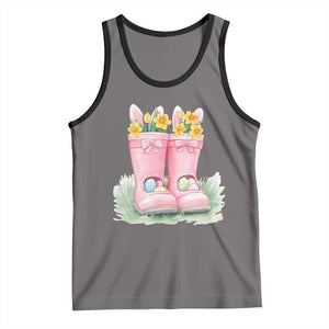 Funny Easter Day Gardening Tank Top Gardener Boots Bunny Ears Colorful Eggs TS11 Deep Heather Black Print Your Wear