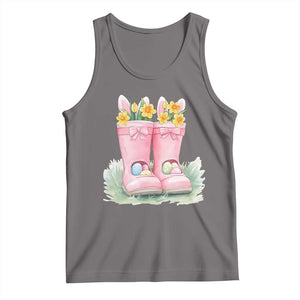 Funny Easter Day Gardening Tank Top Gardener Boots Bunny Ears Colorful Eggs TS11 Deep Heather Print Your Wear