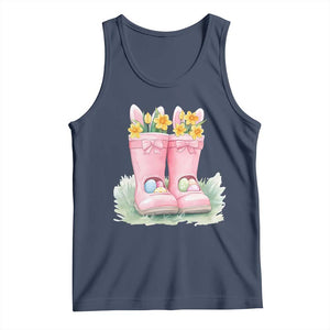 Funny Easter Day Gardening Tank Top Gardener Boots Bunny Ears Colorful Eggs TS11 Navy Print Your Wear