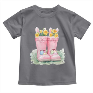 Funny Easter Day Gardening Toddler T Shirt Gardener Boots Bunny Ears Colorful Eggs TS11 Charcoal Print Your Wear