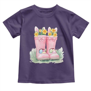 Funny Easter Day Gardening Toddler T Shirt Gardener Boots Bunny Ears Colorful Eggs TS11 Purple Print Your Wear