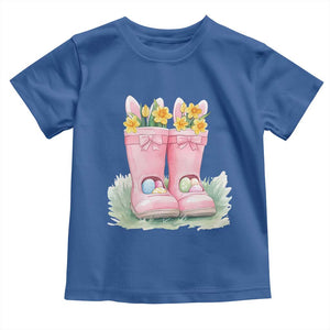 Funny Easter Day Gardening Toddler T Shirt Gardener Boots Bunny Ears Colorful Eggs TS11 Royal Blue Print Your Wear