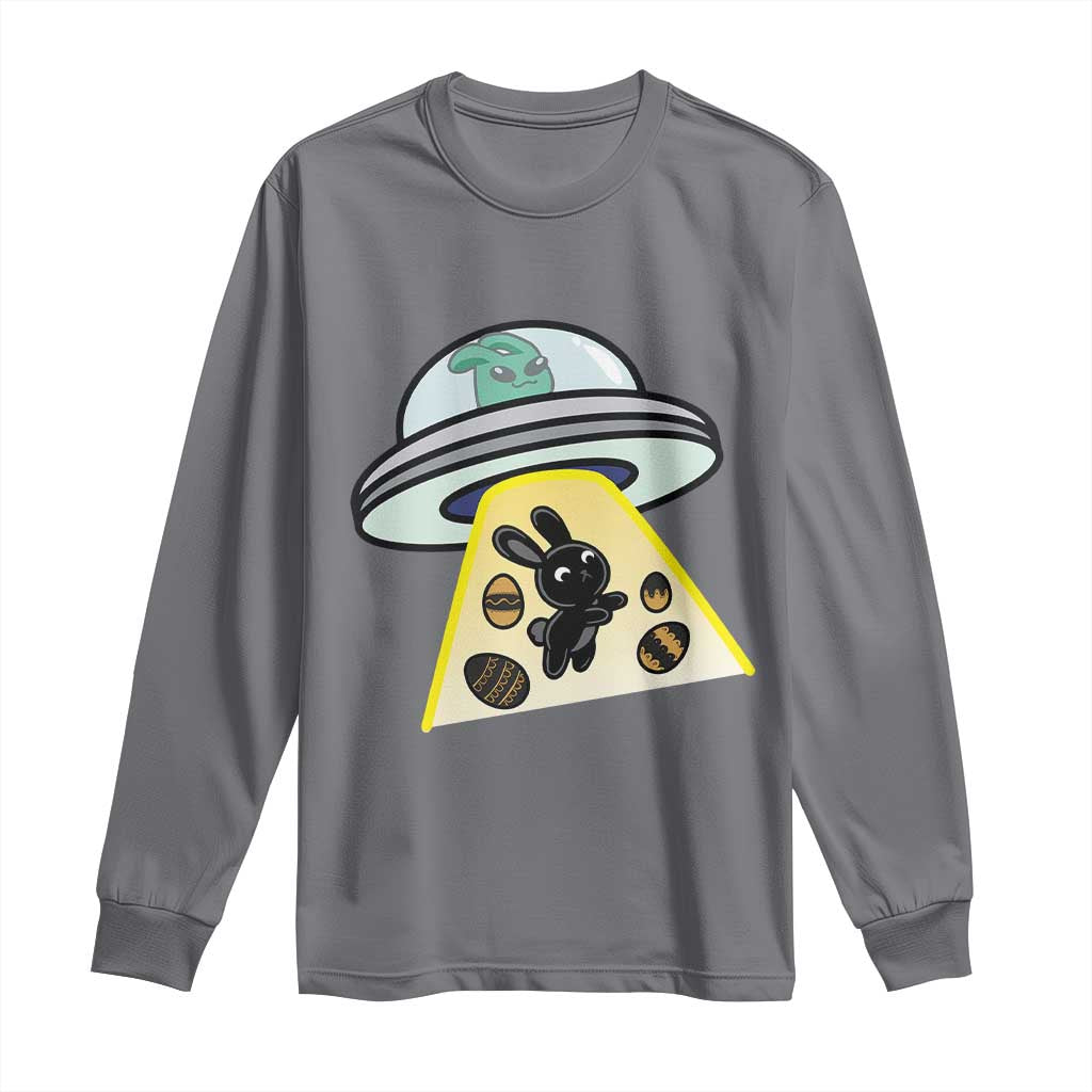 Funny Easter Day UFO Alien Bunny Long Sleeve Shirt TS11 Charcoal Print Your Wear