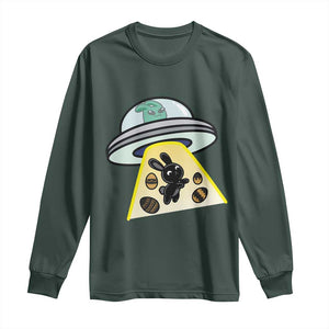 Funny Easter Day UFO Alien Bunny Long Sleeve Shirt TS11 Dark Forest Green Print Your Wear
