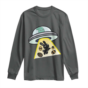 Funny Easter Day UFO Alien Bunny Long Sleeve Shirt TS11 Dark Heather Print Your Wear