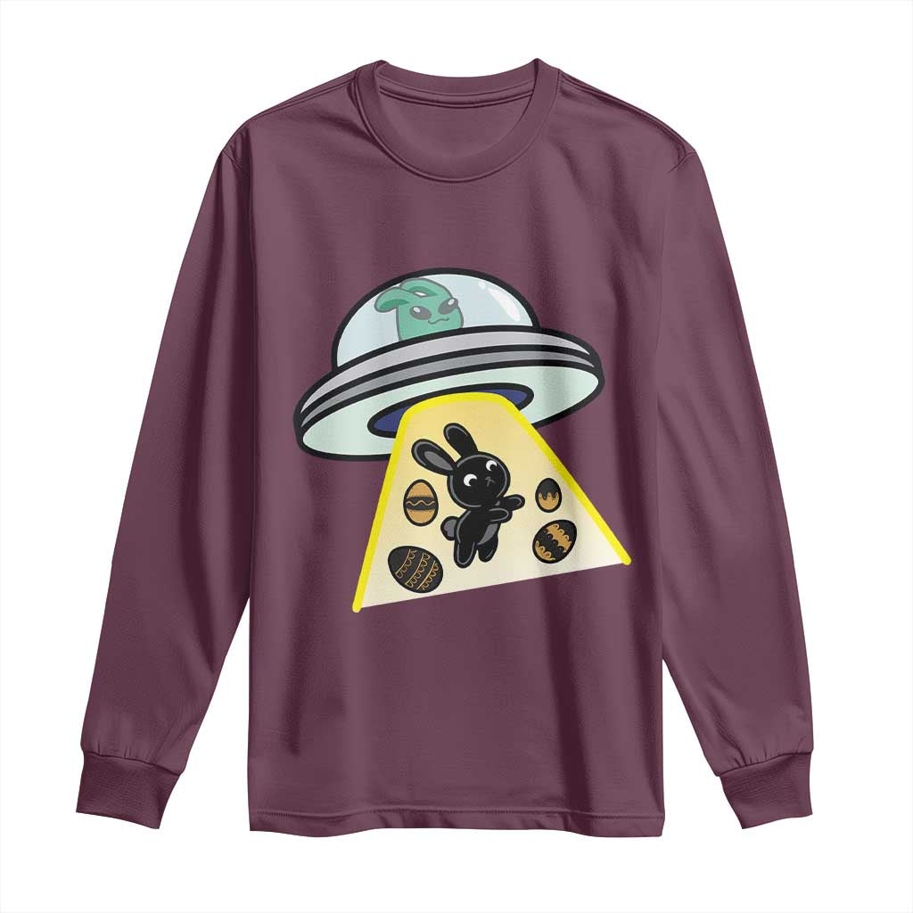 Funny Easter Day UFO Alien Bunny Long Sleeve Shirt TS11 Maroon Print Your Wear